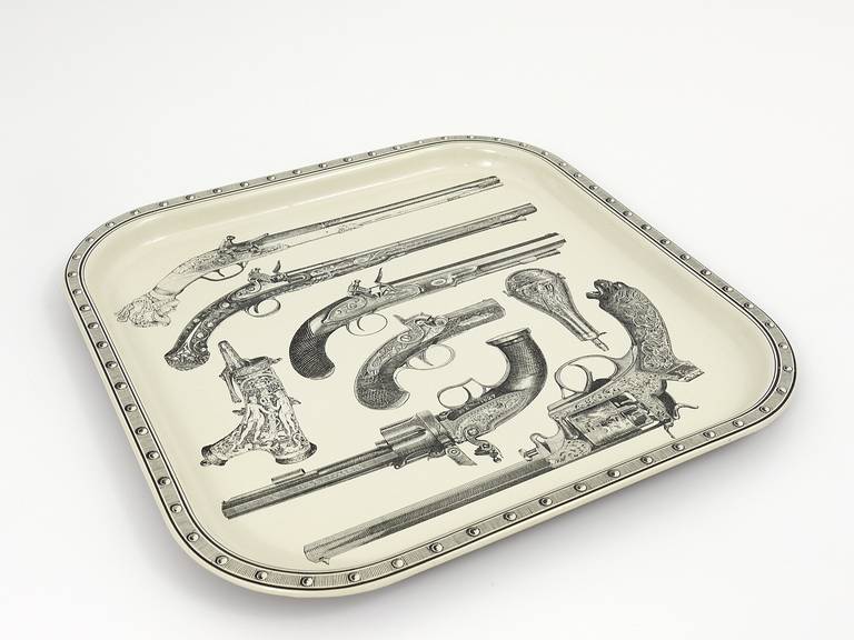 Mid-20th Century Beautiful Pistol Tray Attributed to Piero Fornasetti, 1960s