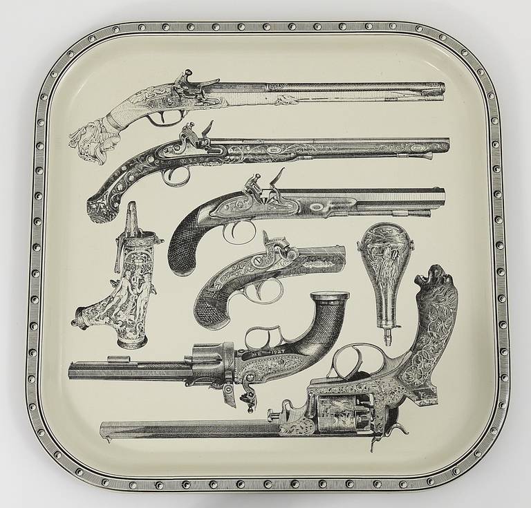 Italian Beautiful Pistol Tray Attributed to Piero Fornasetti, 1960s