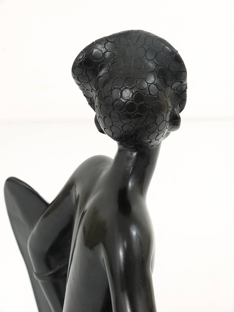 Austriaco Enorme scultura di guerriero Watusi africano di Leopold Anzengruber, Vienna anni '50 in vendita