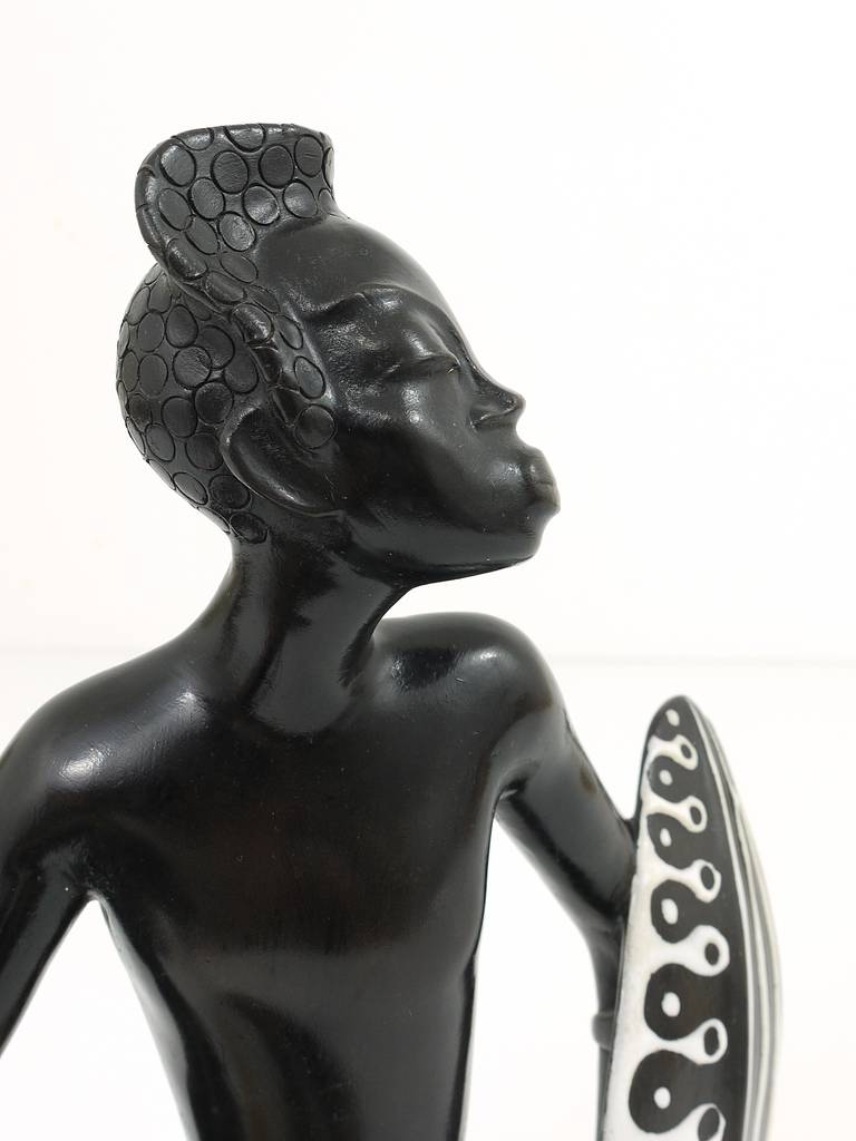 Mid-Century Modern Huge African Watusi Warrior Sculpture by Leopold Anzengruber, Vienna 1950s For Sale