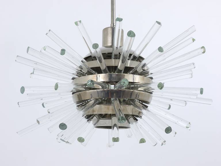 Mid-Century Modern Bakalowits Miracle Sputnik Chandelier with Crystal Glass Rods, Austria, 1960s For Sale