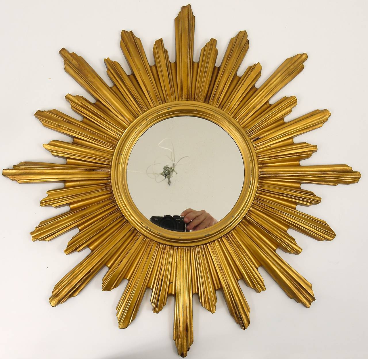 Italian Modernist Gilt Sunburst Starburst Wall Mirror, 1960's