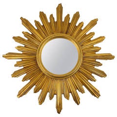 Italian Modernist Gilt Sunburst Starburst Wall Mirror, 1960
s