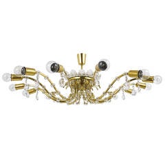 Huge Floral Lobmeyr Vienna Brass Crystal Chandelier, 1950s, Austria 9