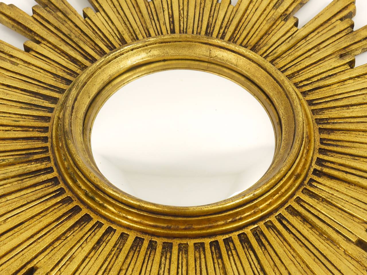 One Of 3 Matching Convex Gilt Wood Sunburst Starburst Mirror, France, 1950s 4