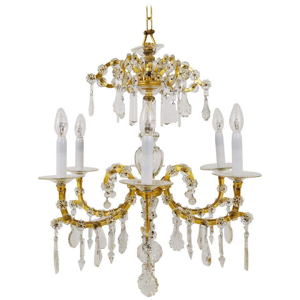 Lobmeyr Baroque Maria Theresia Parlor Chandelier, Crystal Glass, Vienna, 1940s For Sale