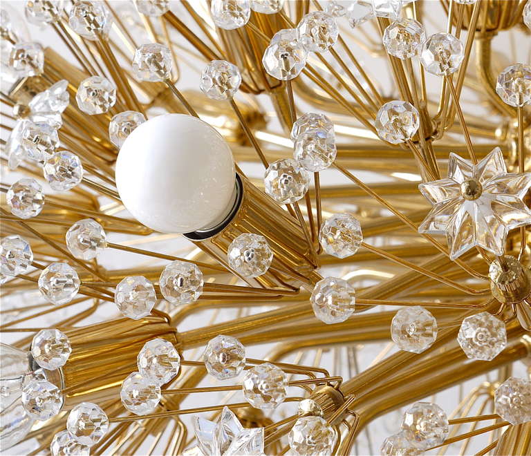 Huge Gold-Plated Blowball Chandelier by Emil Stejnar Rupert Nikoll, Vienna 3
