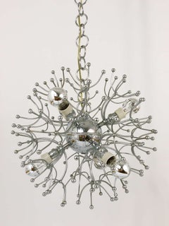 Lámpara Sputnik Blowball cromada de Gaetano Sciolari, Italia, años 60