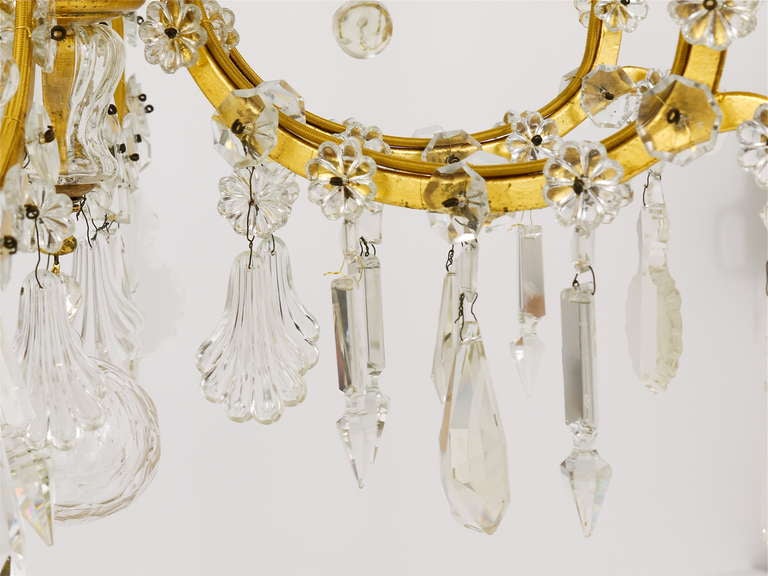 Gilt Lobmeyr Baroque Maria Theresia Parlor Chandelier, Crystal Glass, Vienna, 1940s For Sale