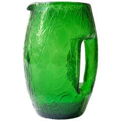 Koloman Moser Art Nouveau Green Glass Pitcher by Loetz around 1900