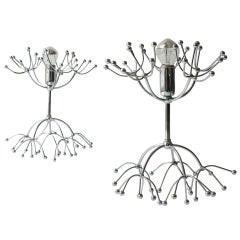 Pair of Midcentury Chrome Sputnik Side Lamps Table Lamps, Italy, 1960s