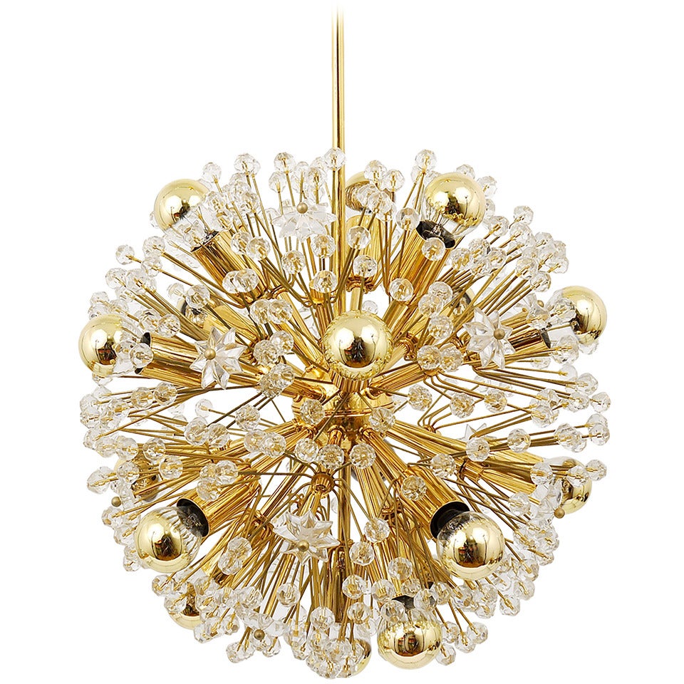 Viennese Gold-Plated Blowball Chandelier by Emil Stejnar Rupert Nikoll Vienna