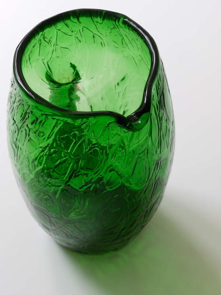 20th Century Koloman Moser Art Nouveau Green Glass Pitcher by Loetz around 1900