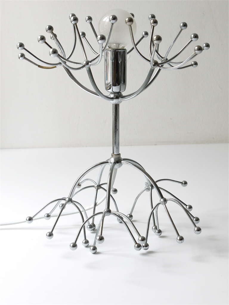 Two Gaetano Sciolari Chrome Sputnik Side or Table Lamps, Midcentury Italy, 1960s For Sale 2