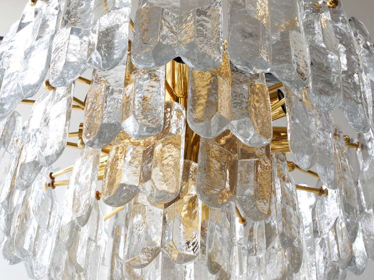 Huge Kalmar Palazzo Mid-Century Gold-Plated Ice Glass Chandelier, Austria, 1950s 1