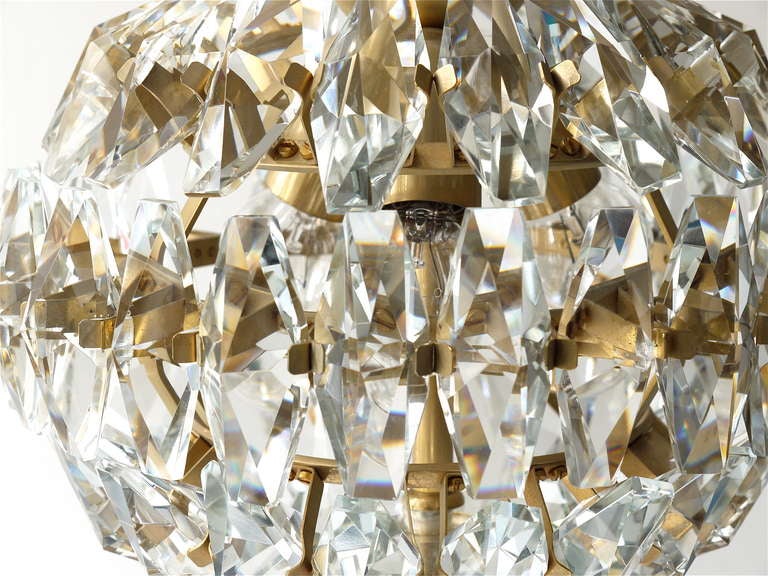 Austrian 1950s Lobmeyr Vienna Petite Ball Chandelier with Big Swarovski Crystals