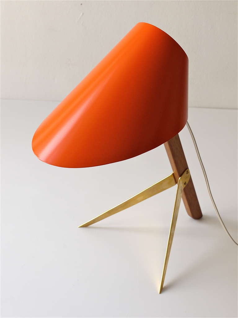 Kalmar Vienna Table Lamp "Billy" With Orange Cone Lampshade