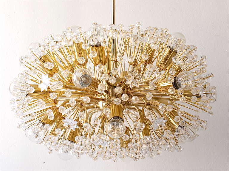 Mid-Century Modern Huge Oval Gold-Plated Emil Stejnar Blowball Sputnik Chandelier, Austria, 1970s