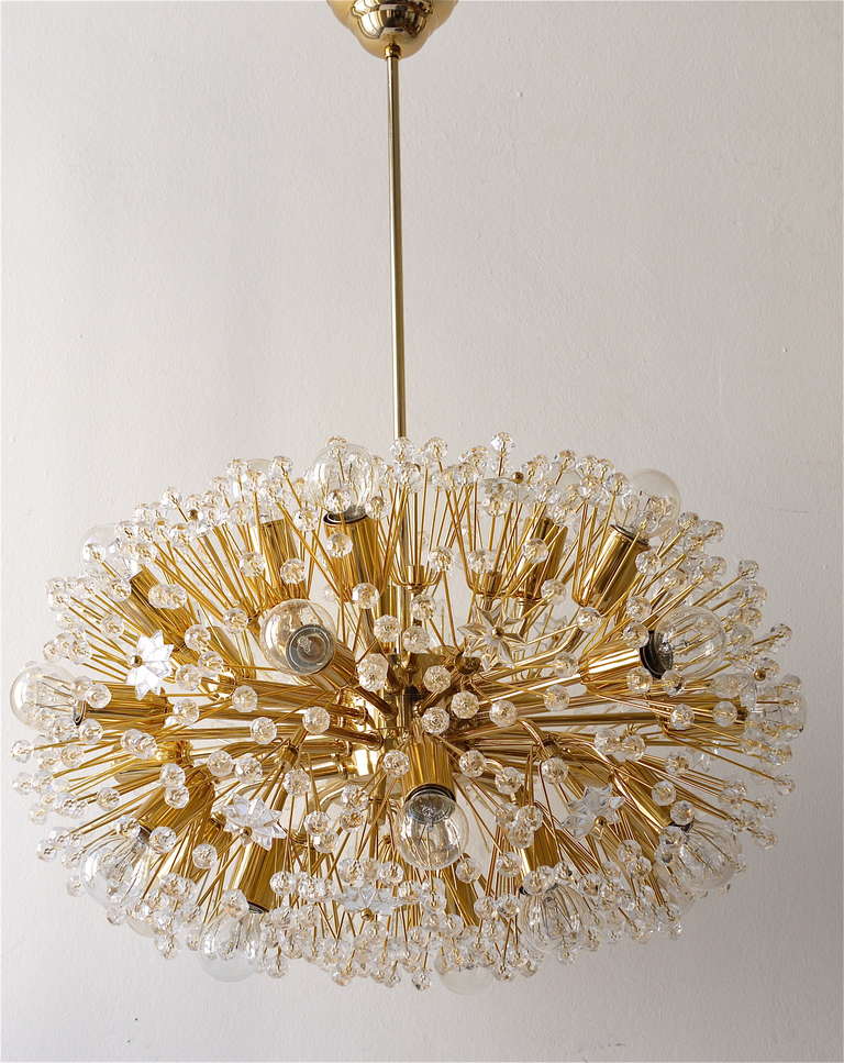 Austrian Huge Oval Gold-Plated Emil Stejnar Blowball Sputnik Chandelier, Austria, 1970s