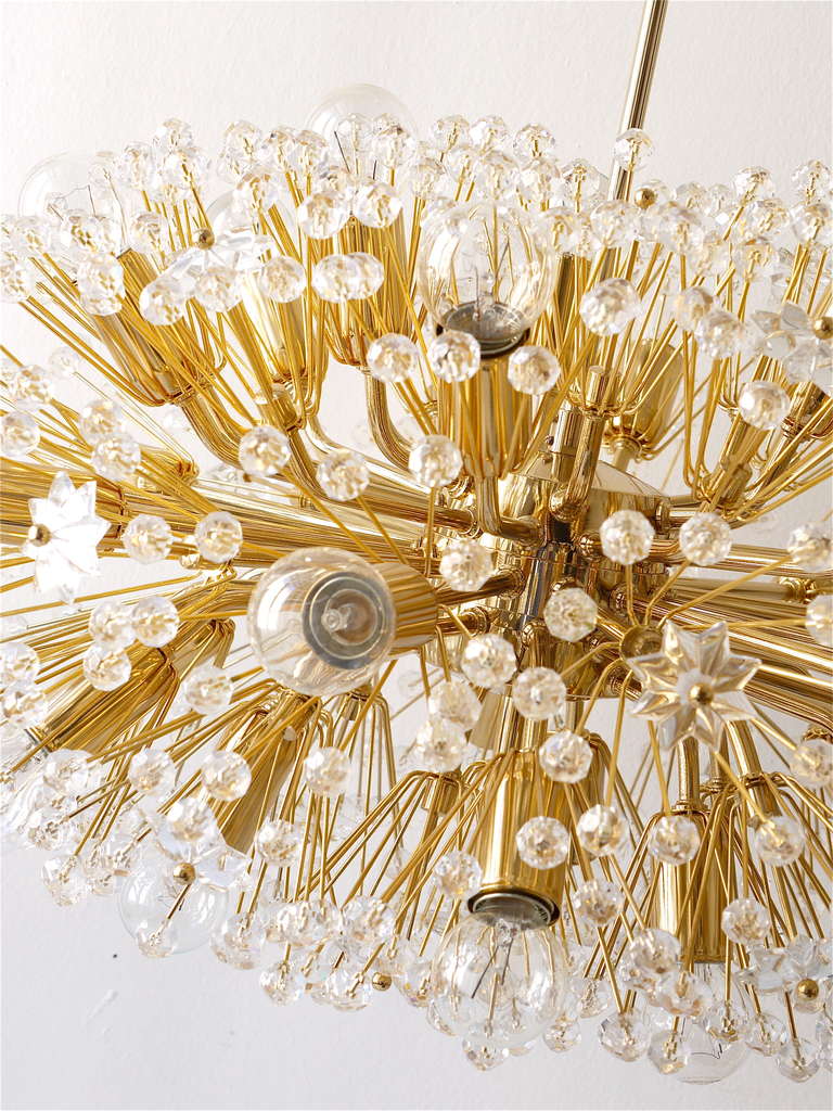 20th Century Huge Oval Gold-Plated Emil Stejnar Blowball Sputnik Chandelier, Austria, 1970s