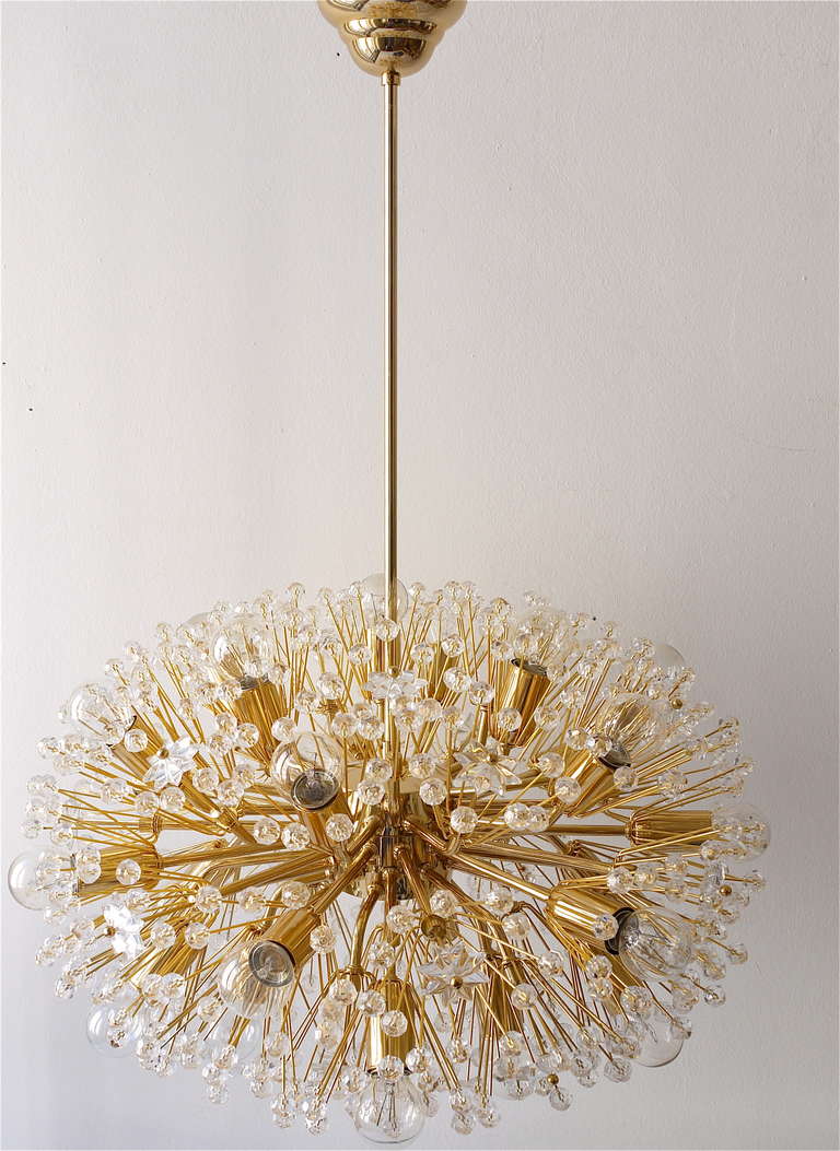 Brass Huge Oval Gold-Plated Emil Stejnar Blowball Sputnik Chandelier, Austria, 1970s