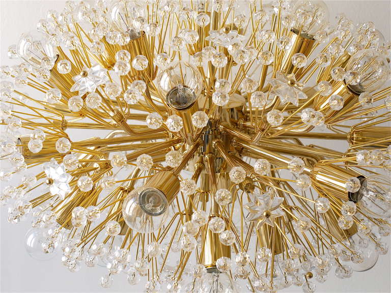 Huge Oval Gold-Plated Emil Stejnar Blowball Sputnik Chandelier, Austria, 1970s 1