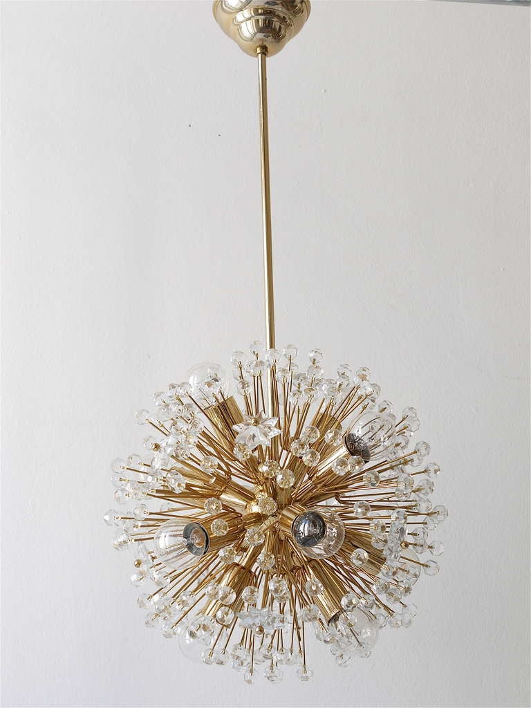 Mid-Century Modern Emil Stejnar Gold-Plated Midcentury Dandelion Sputnik Blowball Chandelier, 1970s For Sale