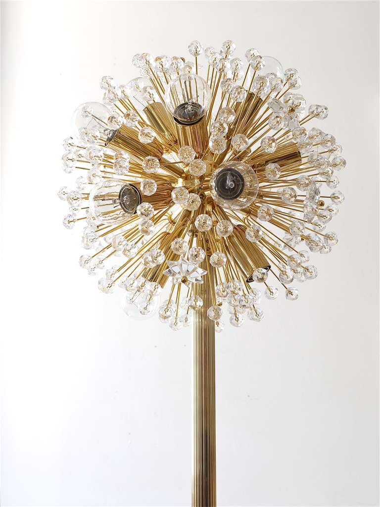 Emil Stejnar Blowball Sputnik Brass Floor Lamp by Nikoll, Austria