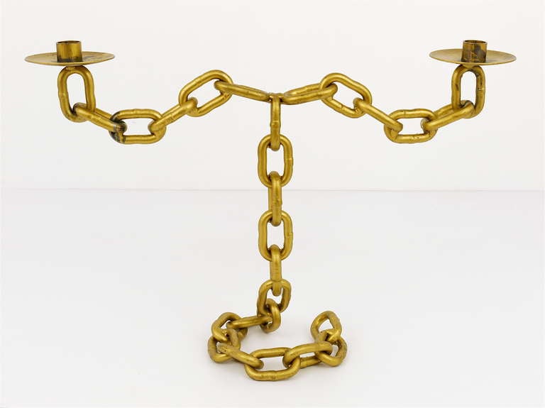 20th Century Nautical Iron Chain Link Candle Holder In The Manner of Franz West