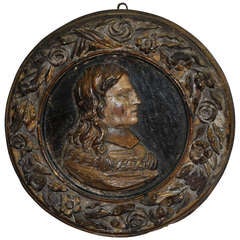 A 17th Century Carved Relief "Male Profile"