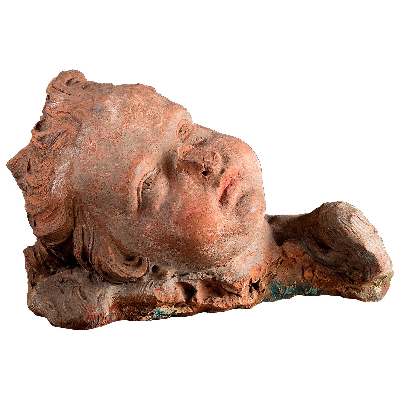 Terracotta Head of "Putto, " 17th Century For Sale