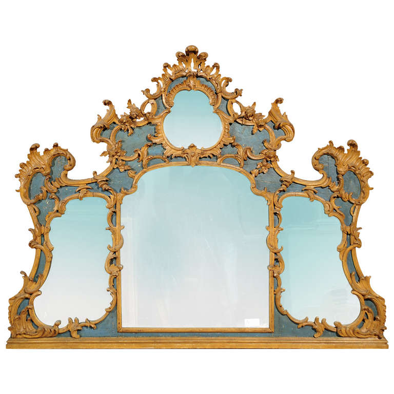 Italian 18th Century Fireplace Mirror, Piemonte