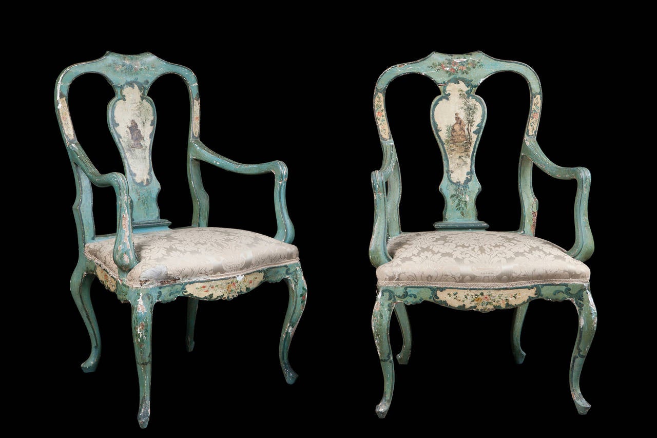 18th Century Venetian Triptych of Two Armchairs and a Sofa