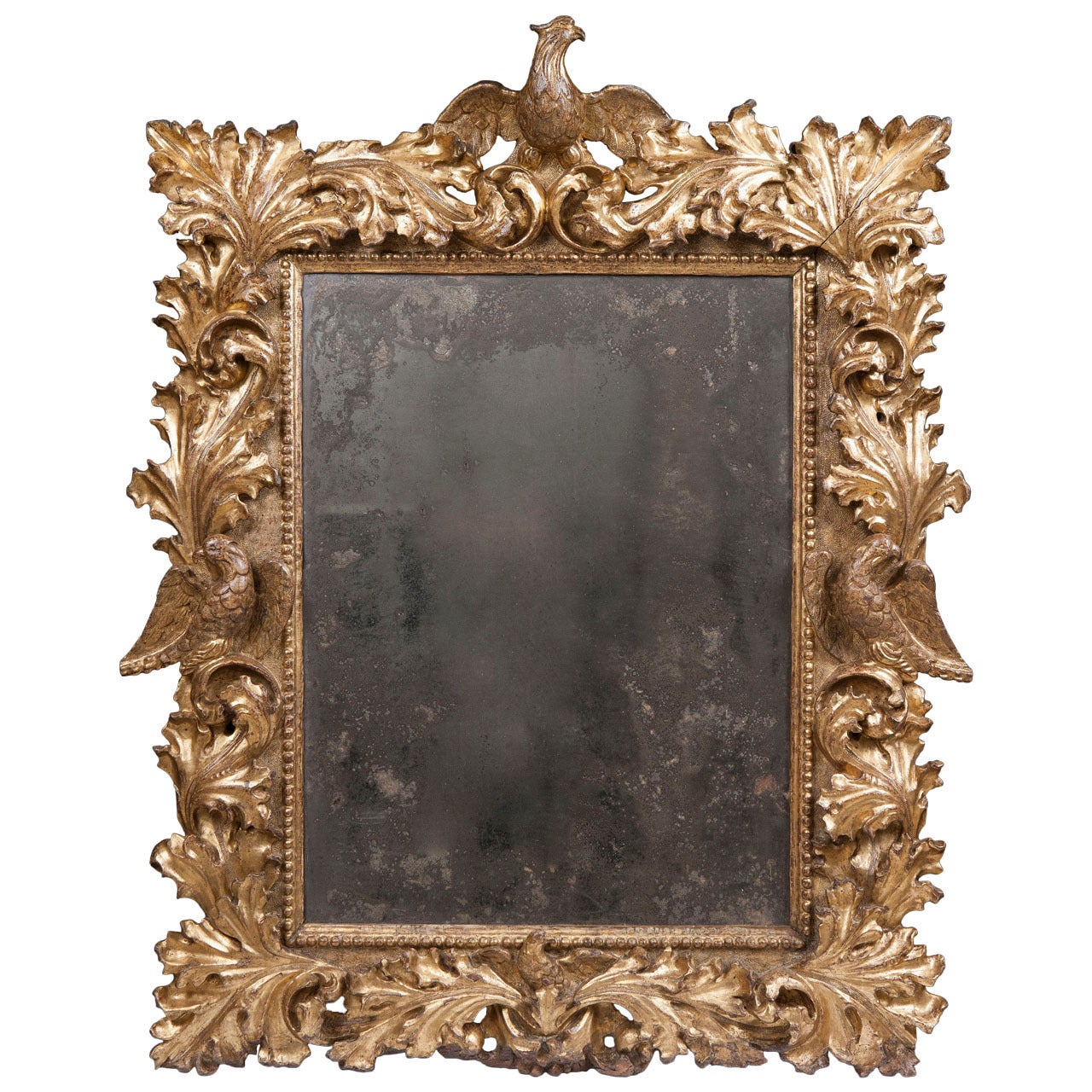 Rare Giltwood Mirror, 17th Century For Sale