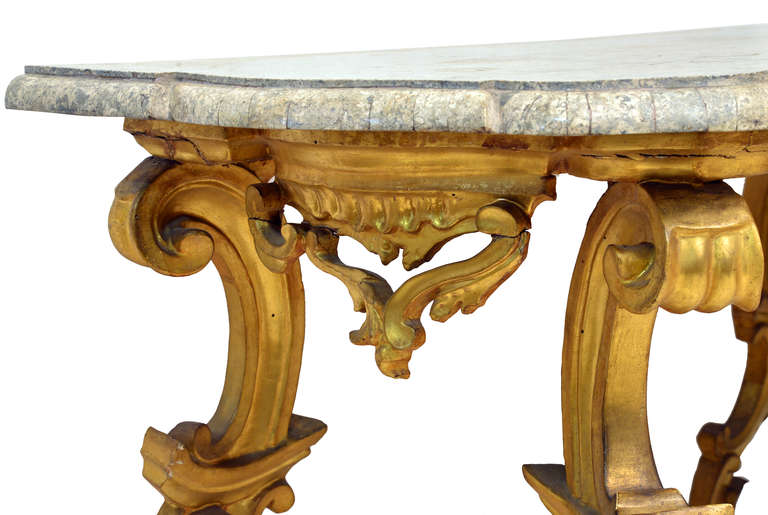 Italian Pair of Rococo Wall Tables, Italy 17th Century or 18th Century For Sale