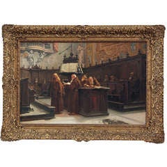 Bergamini Francesco (1849-1889) " A view of a chorus with monks"