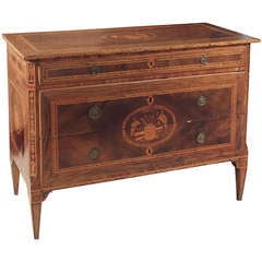 A 18th c. walnut , rosewood, and various woods italian commode.