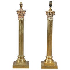 19th Century Pair of Corinthian Lamps 19th Century Pair of Corinthian Lamps