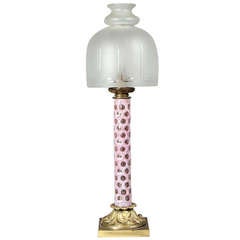 19th Century Coloured Glass Column Lamp