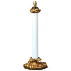 19th Century White Opaline Glass Lamp