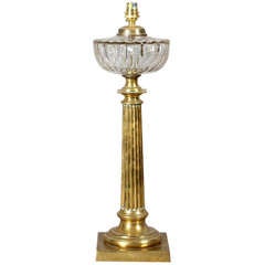 19th Century Brass Column Lamp