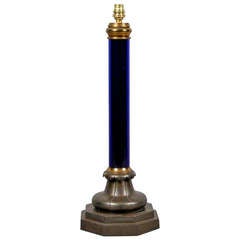 Blue Glass Column Lamp