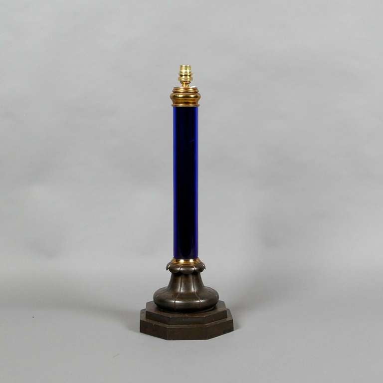 Blue Glass Column Lamp