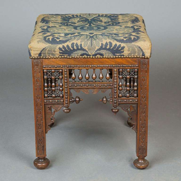 A pair of Anglo Indian hardwood stools