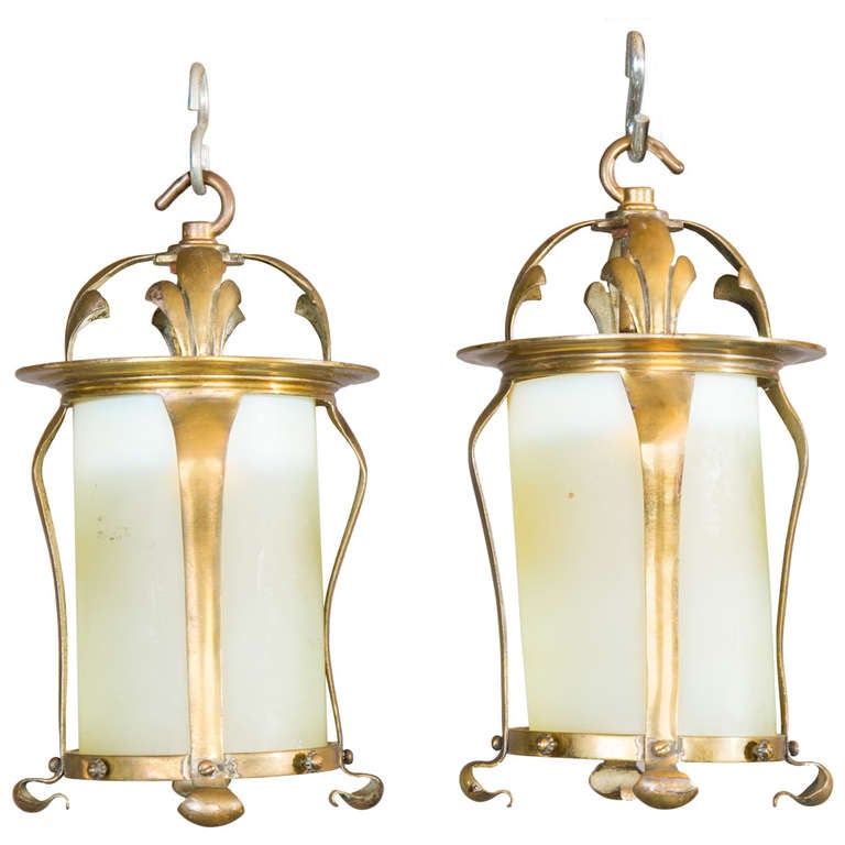 Pair of Arts & Crafts Lanterns For Sale
