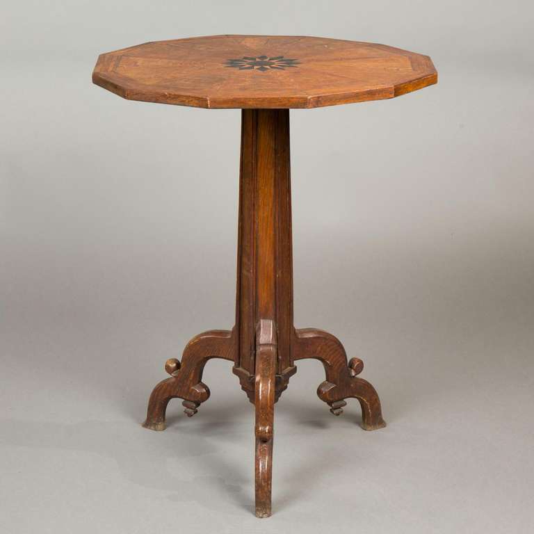 19th century oak table inlaid with ebony and boxwood, circa 1840