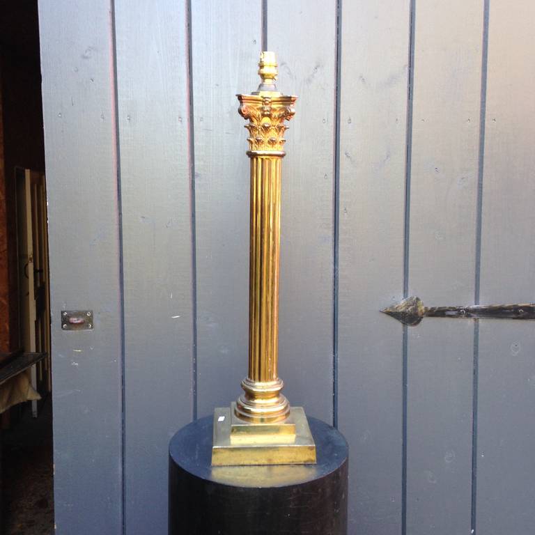 Gilded brass column lamp