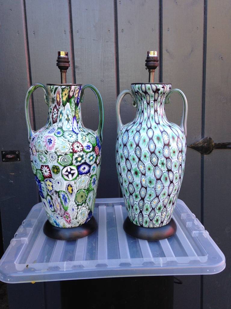 Two large Millifore Vase Lamps