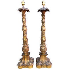 Pair of gilt bronze lamp bases
