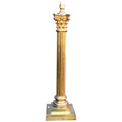Gilded brass column lamp